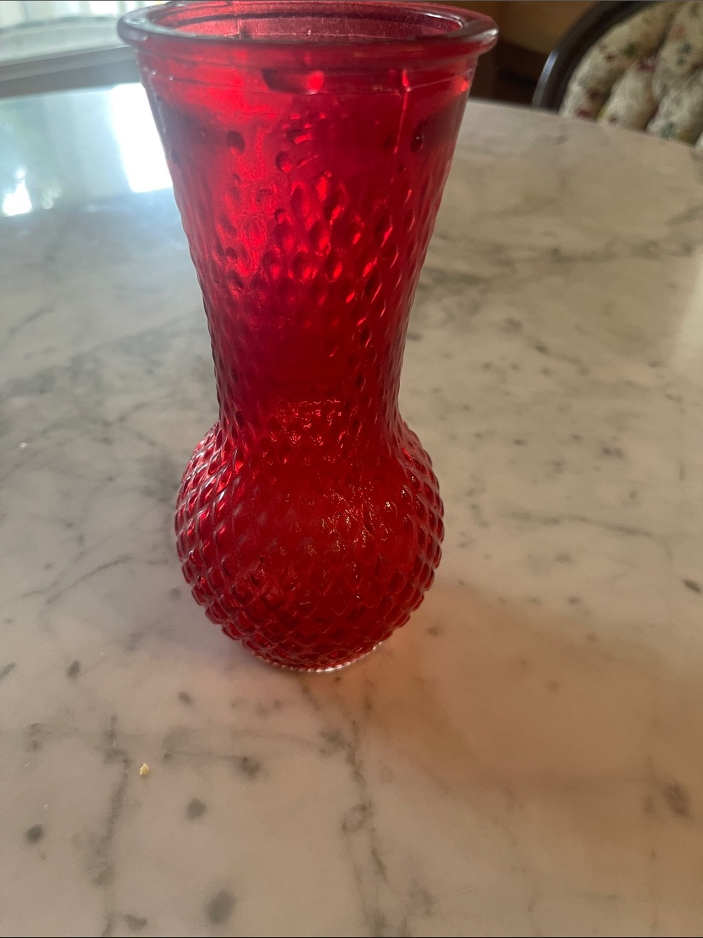 Red Textured Glass Vase - Decorative Home Accent